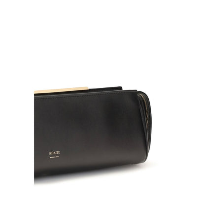 Khaite Schwarze Bos Taurus Kalbsleder Clutch