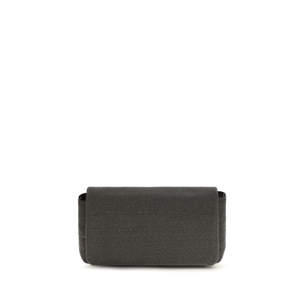 Brunello Cucinelli Schwarze Leder Umhängetasche