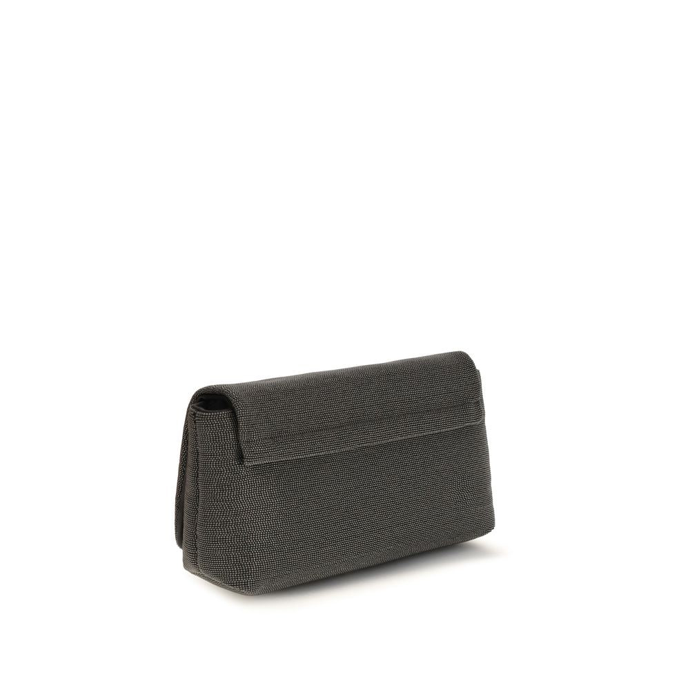 Brunello Cucinelli Schwarze Leder Umhängetasche