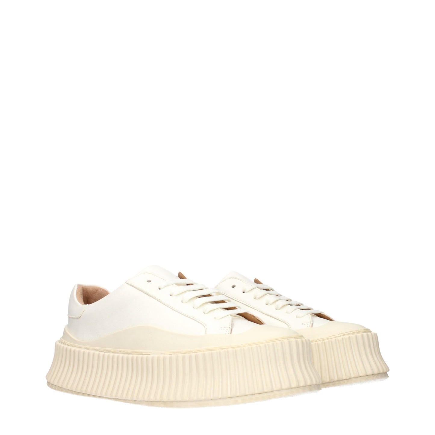 Jil Sander Weiße Leder Plateau-Sneaker