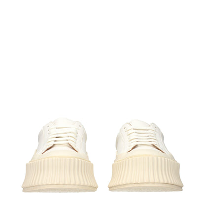 Jil Sander Weiße Leder Plateau-Sneaker