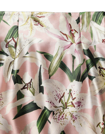 Dolce & Gabbana Pink Lilium High-Waist Seidenrock