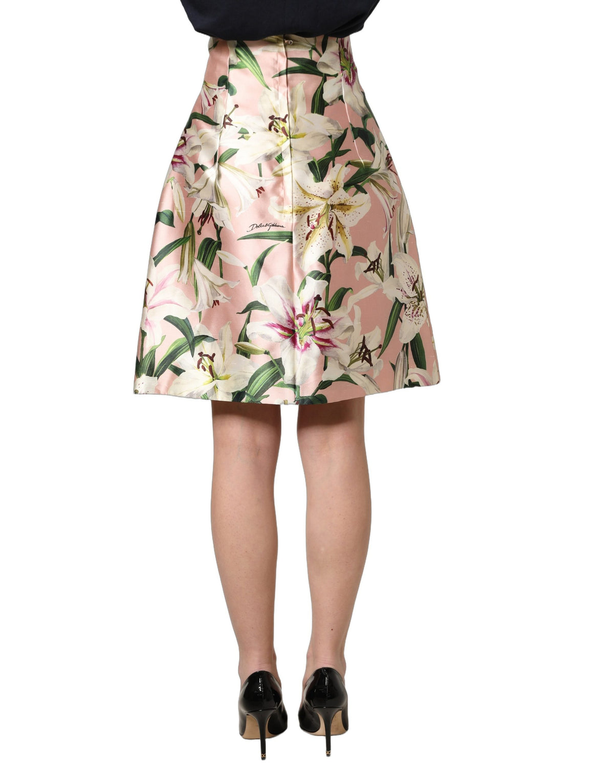 Dolce & Gabbana Pink Lilium High-Waist Seidenrock