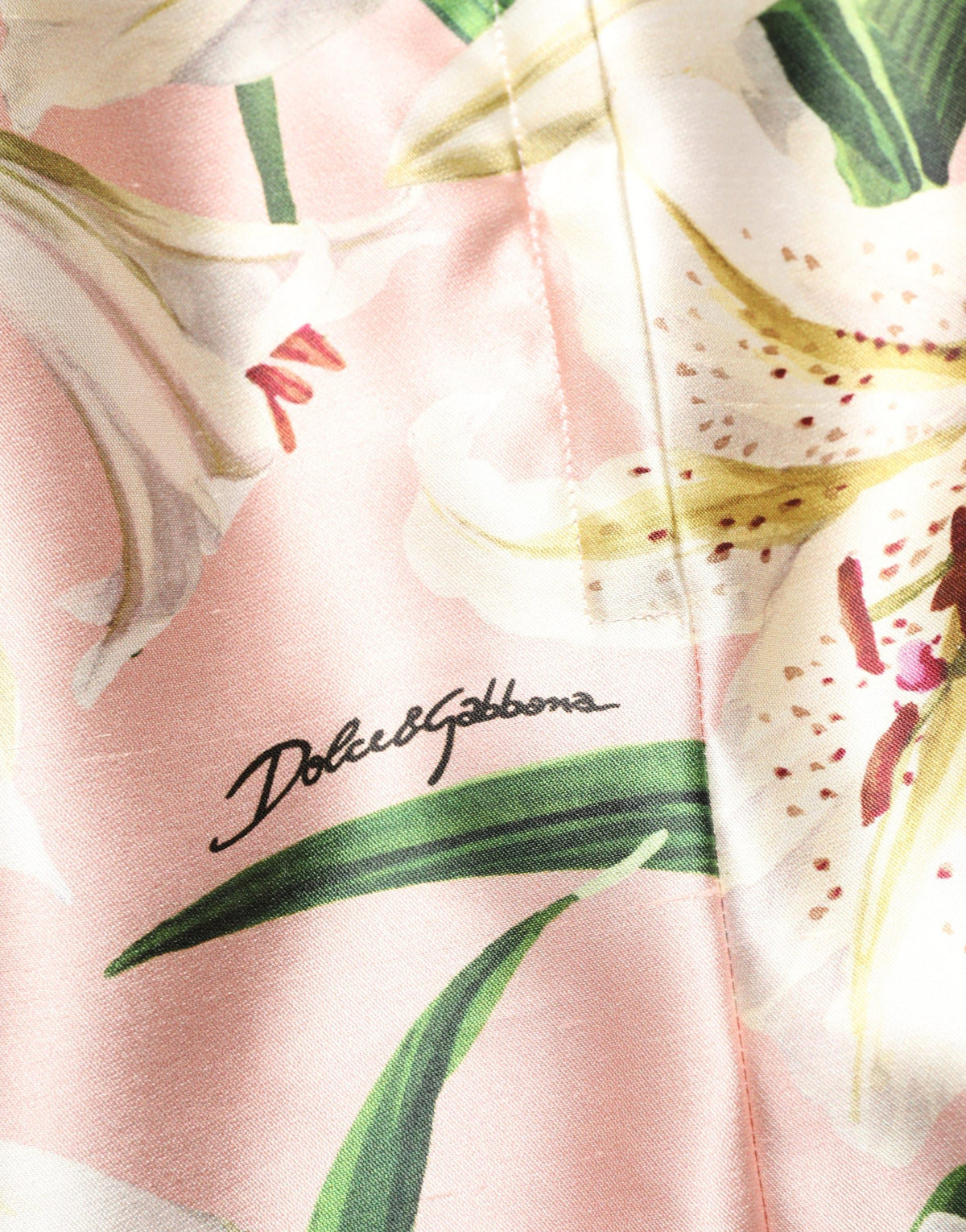Dolce & Gabbana Pink Lilium High-Waist Seidenrock