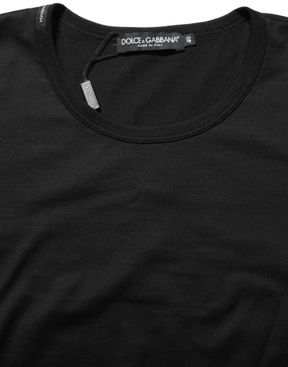 Dolce & Gabbana Schwarzes Baumwoll-T-Shirt mit Rundhalsausschnitt und kurzen Ärmeln