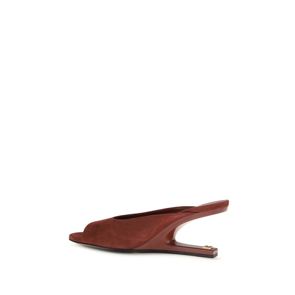 Balmain Mules aus bordeauxfarbenem Ziegenleder