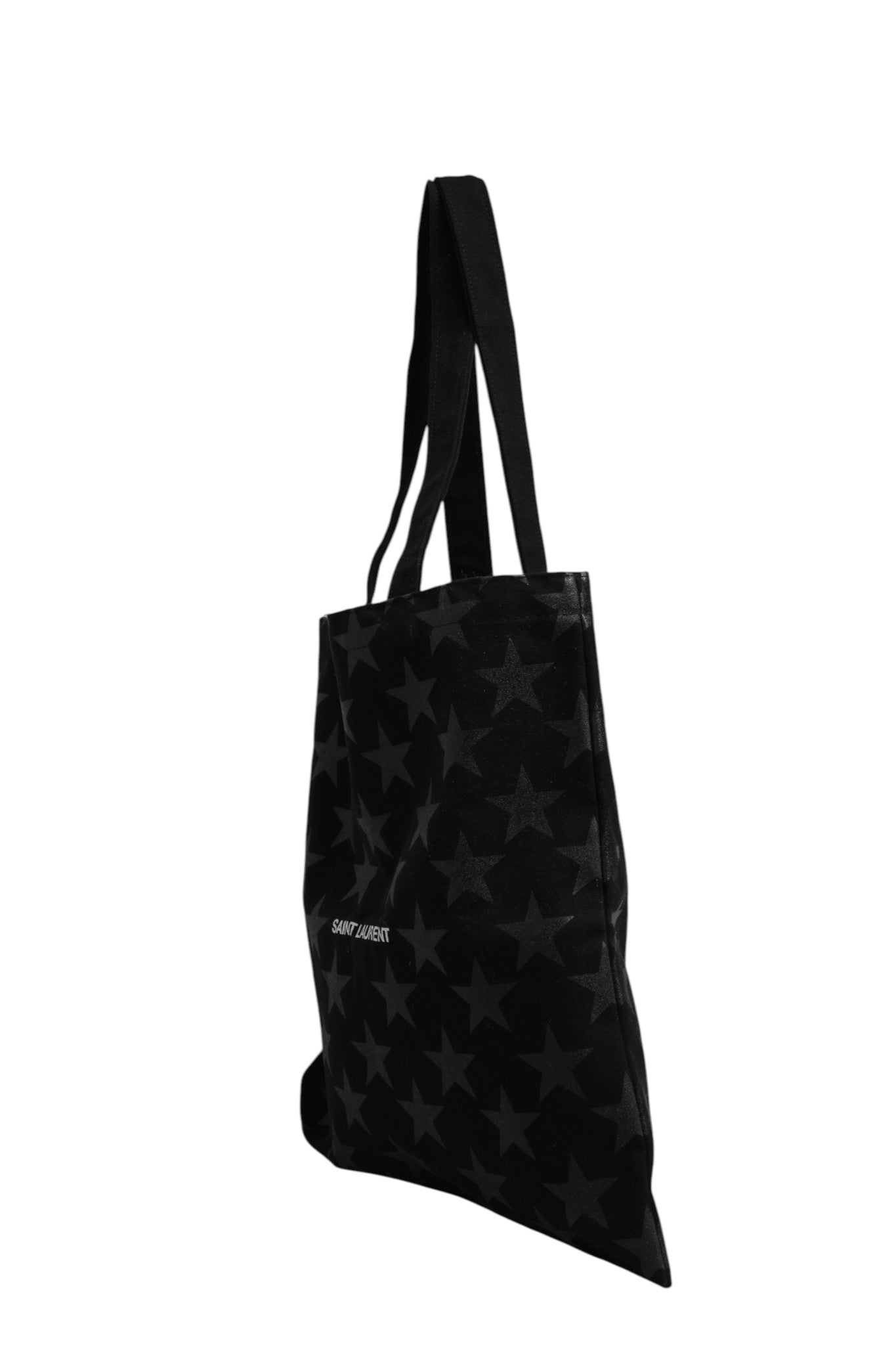 Saint Laurent Rive Droite Schwarze Tote Bag mit Sternenprint