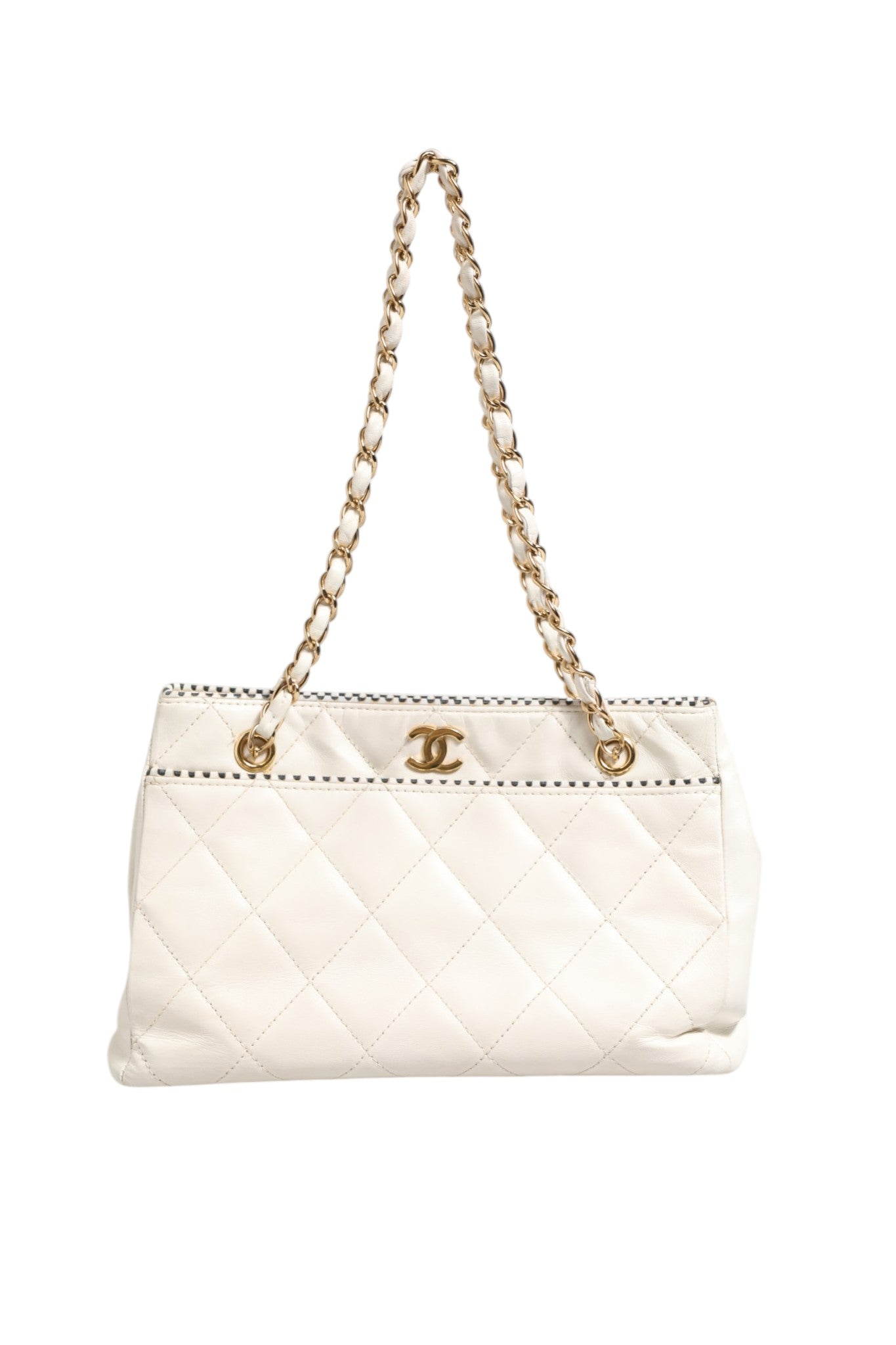 Chanel Mini 22 aus glänzendem Kalbsleder mit Steppung, Weiß 1792563