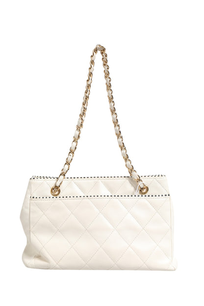 Chanel Mini 22 aus glänzendem Kalbsleder mit Steppung, Weiß 1792563