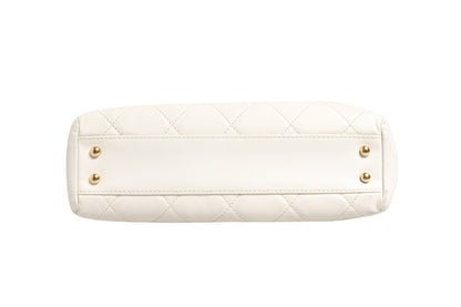 Chanel Mini 22 aus glänzendem Kalbsleder mit Steppung, Weiß 1792563