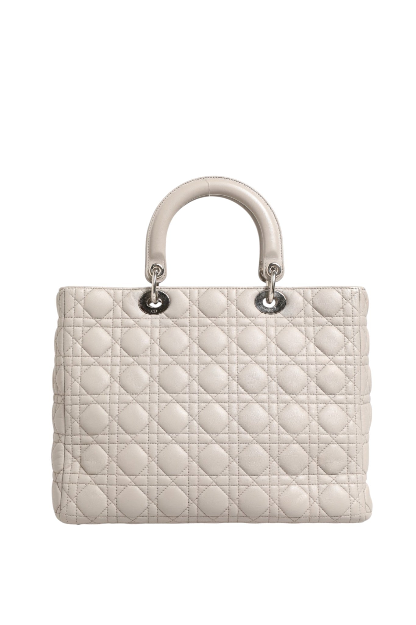 Christian Dior Lady Dior Große Tasche aus grauem Cannage-Lammleder