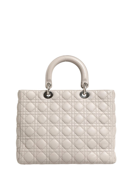 Christian Dior Lady Dior Große Tasche aus grauem Cannage-Lammleder