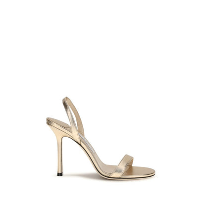 Jimmy Choo Sandale mit Stiletto-Absatz aus Kalbsleder Bos Taurus in Gold