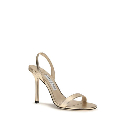 Jimmy Choo Sandale mit Stiletto-Absatz aus Kalbsleder Bos Taurus in Gold