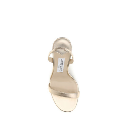 Jimmy Choo Sandale mit Stiletto-Absatz aus Kalbsleder Bos Taurus in Gold