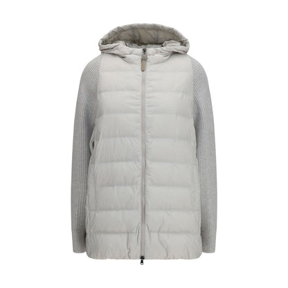 Brunello Cucinelli Graue Polyester-Jacke in voller Länge