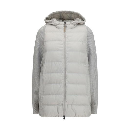 Brunello Cucinelli Graue Polyester-Jacke in voller Länge