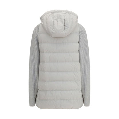 Brunello Cucinelli Graue Polyester-Jacke in voller Länge