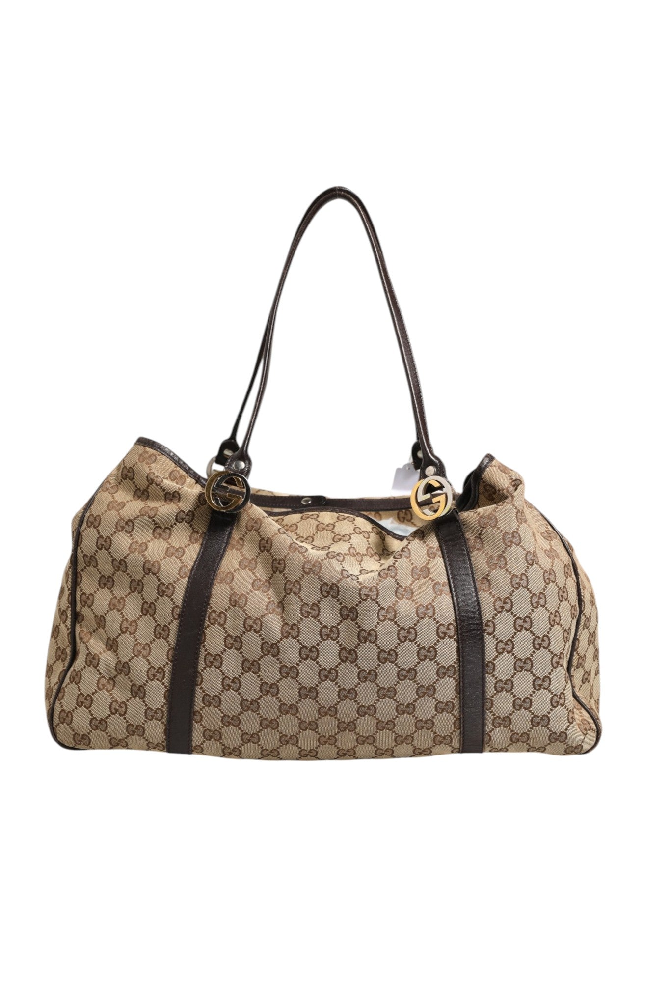 Gucci Beige und Schwarze Canvas Twins Medium Tote Bag
