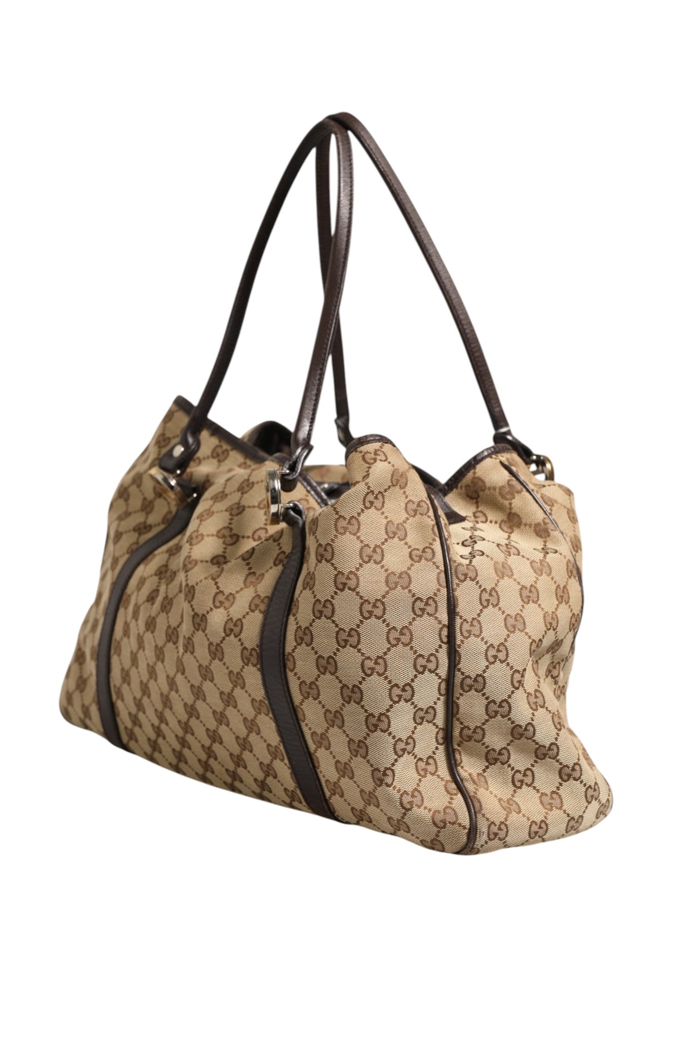 Gucci Beige und Schwarze Canvas Twins Medium Tote Bag