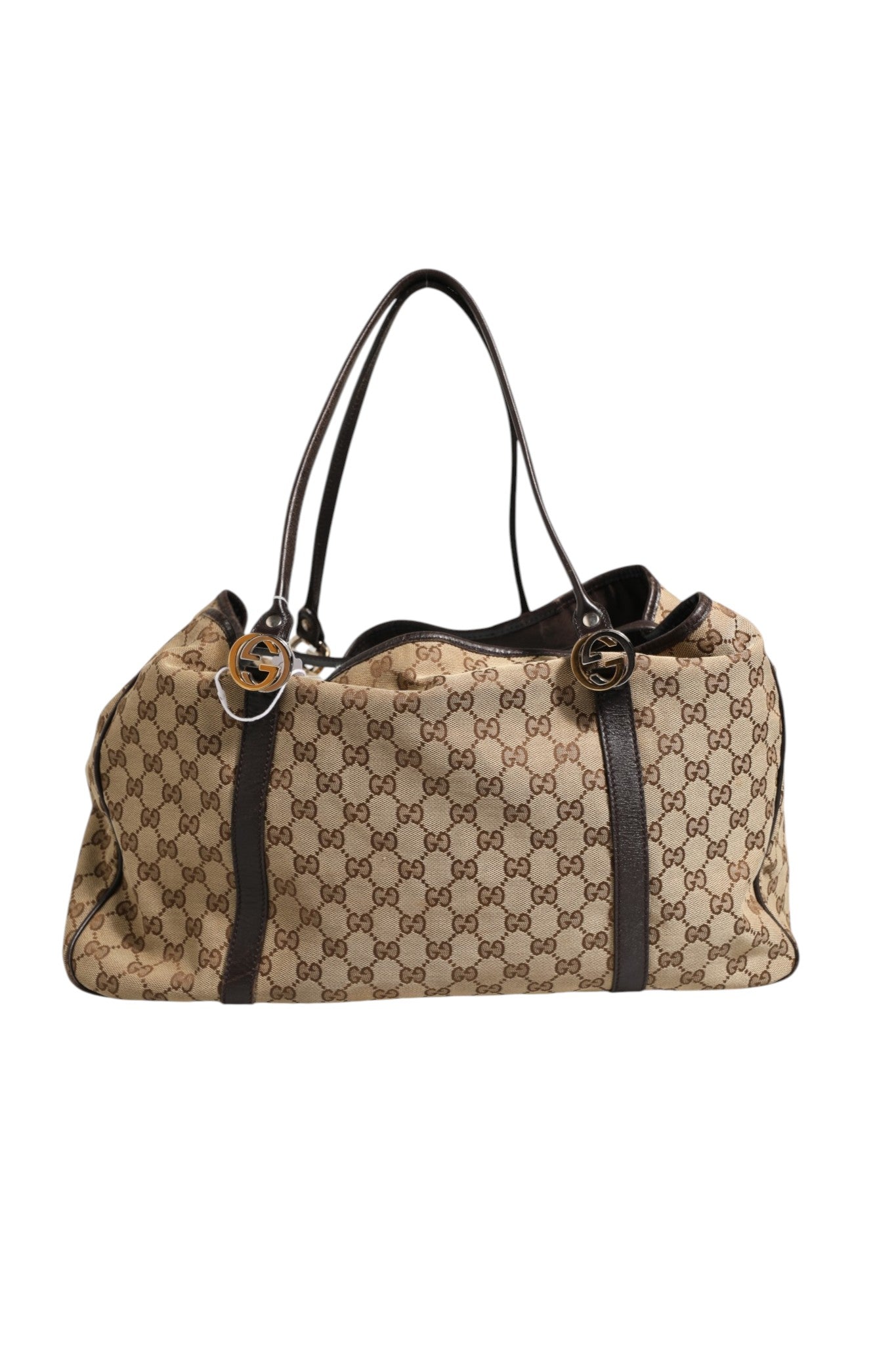 Gucci Beige und Schwarze Canvas Twins Medium Tote Bag