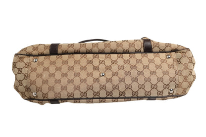 Gucci Beige und Schwarze Canvas Twins Medium Tote Bag