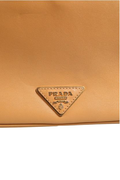 Prada Sidonie Schultertasche aus beigem genarbtem Leder