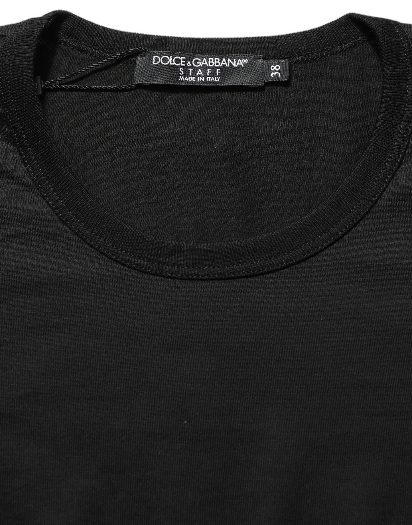 Dolce & Gabbana Schwarzes Baumwoll-T-Shirt mit Rundhalsausschnitt und kurzen Ärmeln
