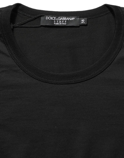 Dolce & Gabbana Schwarzes Baumwoll-T-Shirt mit Rundhalsausschnitt und kurzen Ärmeln