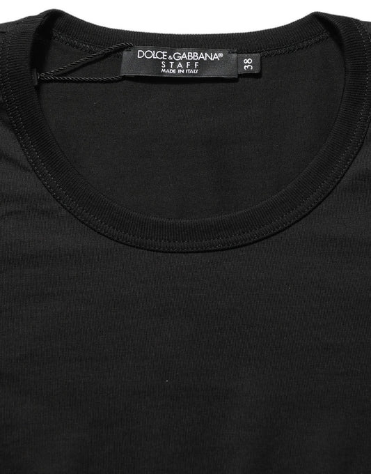 Dolce & Gabbana Schwarzes Baumwoll-T-Shirt mit Rundhalsausschnitt und kurzen Ärmeln
