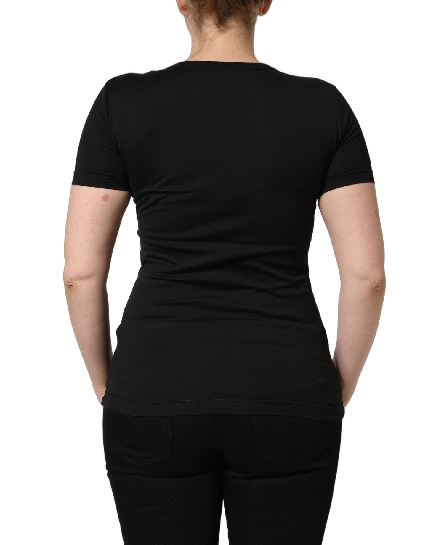 Dolce & Gabbana Schwarzes Baumwoll-T-Shirt mit Rundhalsausschnitt und kurzen Ärmeln