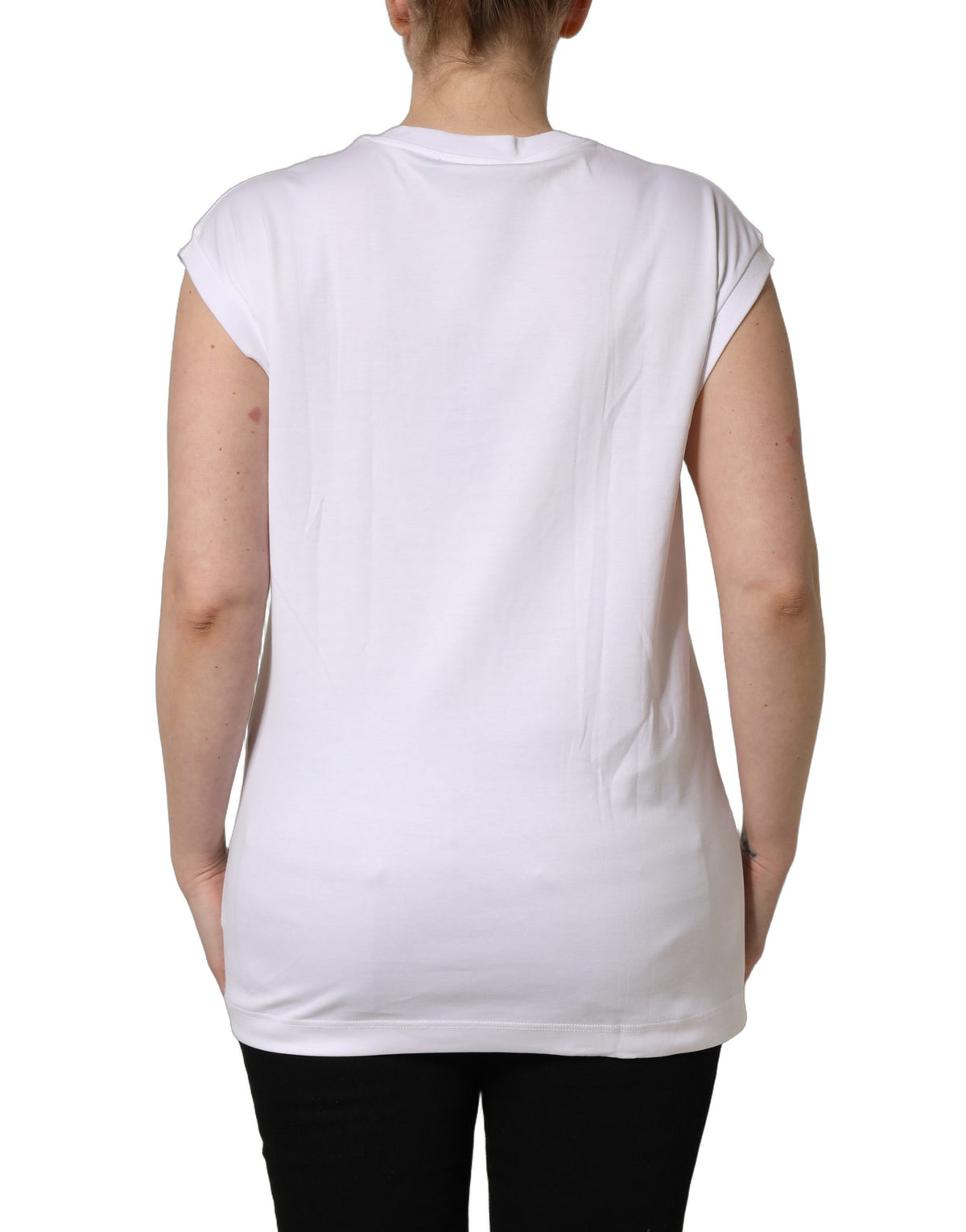 Dolce & Gabbana Weißes Baumwoll-Tanktop mit Logo-Cut-outs