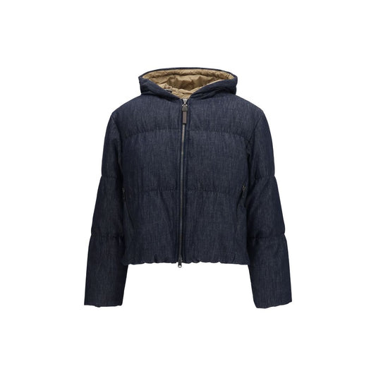 Brunello Cucinelli Blaue Baumwoll-Shell-Jacke