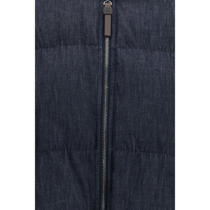 Brunello Cucinelli Blaue Baumwoll-Shell-Jacke