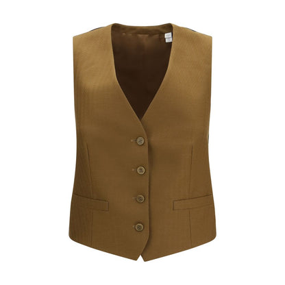Burberry Braune Lammwoll-Weste Aries Ärmellose Jacke