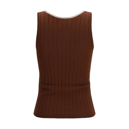 Brunello Cucinelli Bordeaux Woll-Oves-T-Shirt Aries ärmellos