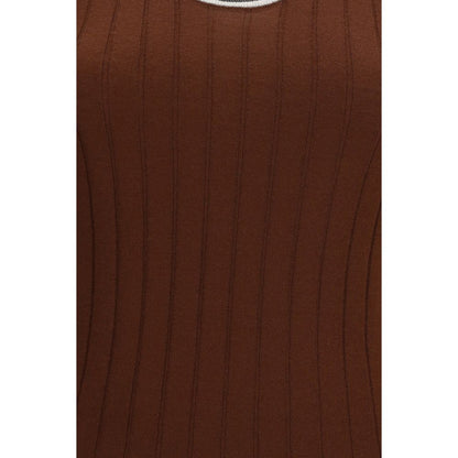 Brunello Cucinelli Bordeaux Woll-Oves-T-Shirt Aries ärmellos