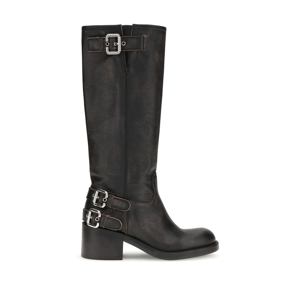 Chloé Schwarze Dakota Biker-Boots aus Kalbsleder – Ansicht 1 | Arca Lucia