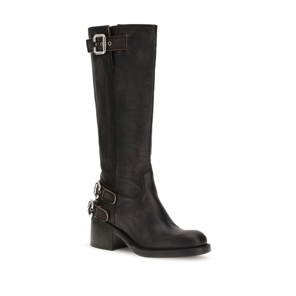 Chloé Schwarze Dakota Biker-Boots aus Kalbsleder – Ansicht 2 | Arca Lucia