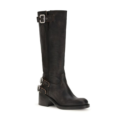 Chloé Schwarze Dakota Biker-Boots aus Kalbsleder – Ansicht 2 | Arca Lucia