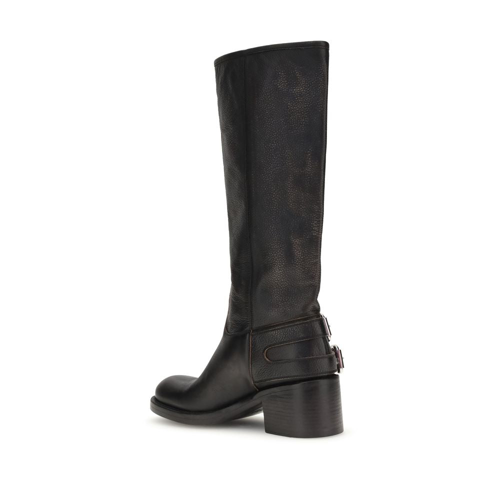 Chloé Schwarze Dakota Biker-Boots aus Kalbsleder – Ansicht 3 | Arca Lucia