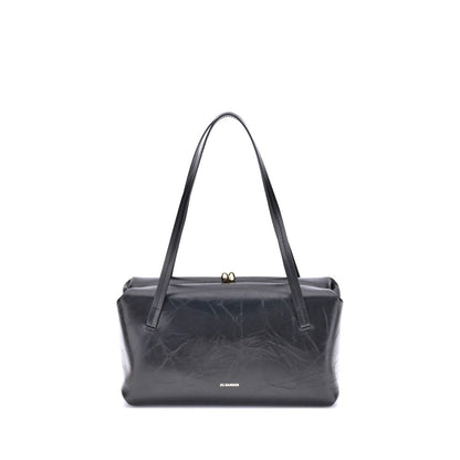 Jil Sander Schwarze Bos Taurus Kalbsleder Schultertasche