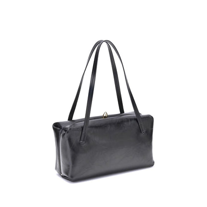 Jil Sander Schwarze Bos Taurus Kalbsleder Schultertasche
