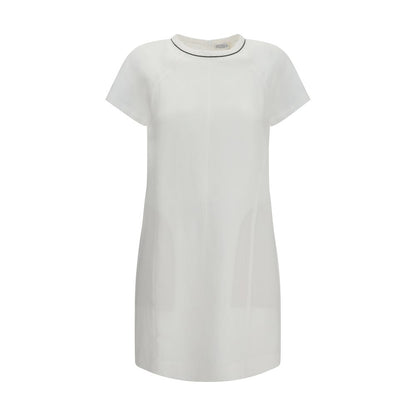 Brunello Cucinelli Weißes legeres Kleid aus Viskose