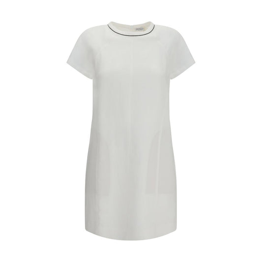 Brunello Cucinelli Weißes legeres Kleid aus Viskose