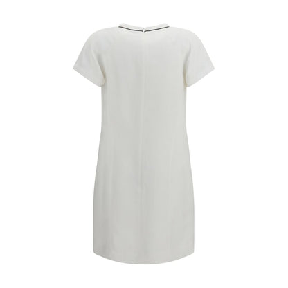 Brunello Cucinelli Weißes legeres Kleid aus Viskose