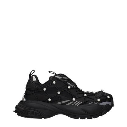 Versace Schwarze Stoff-Sneaker mit klobiger Sohle