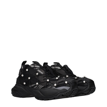 Versace Schwarze Stoff-Sneaker mit klobiger Sohle