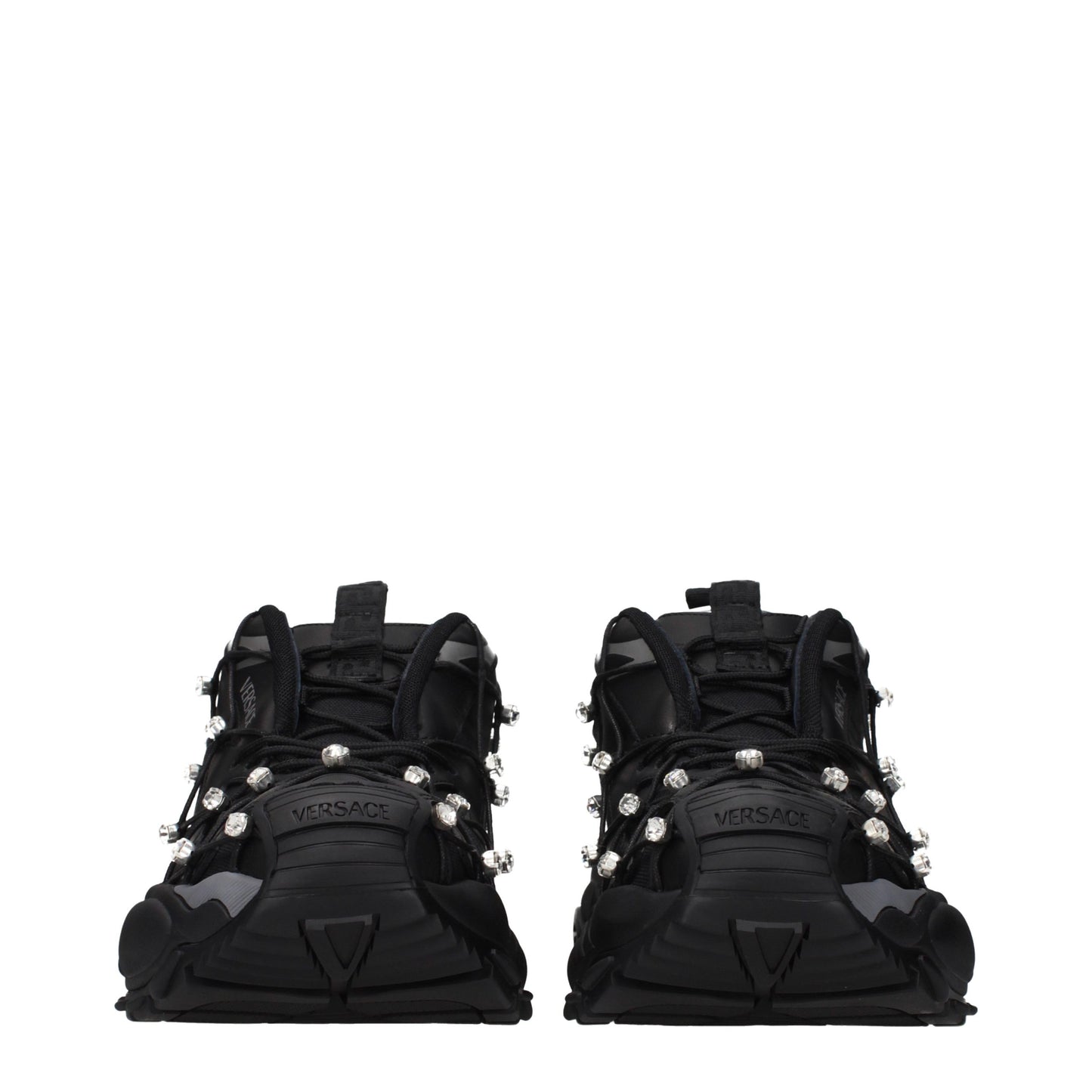 Versace Schwarze Stoff-Sneaker mit klobiger Sohle