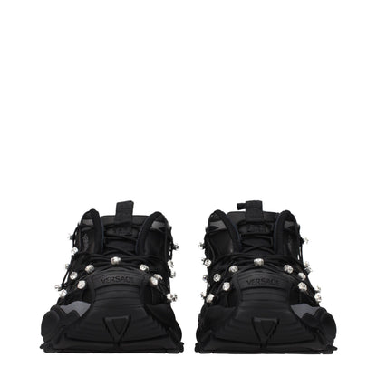 Versace Schwarze Stoff-Sneaker mit klobiger Sohle